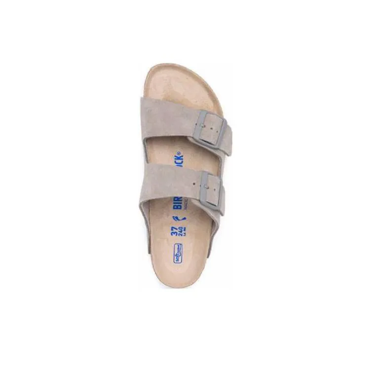Birkenstock Arizona Soft Footbed Suede Leather Narrow Fit Sandals 'Stone Coin'-3