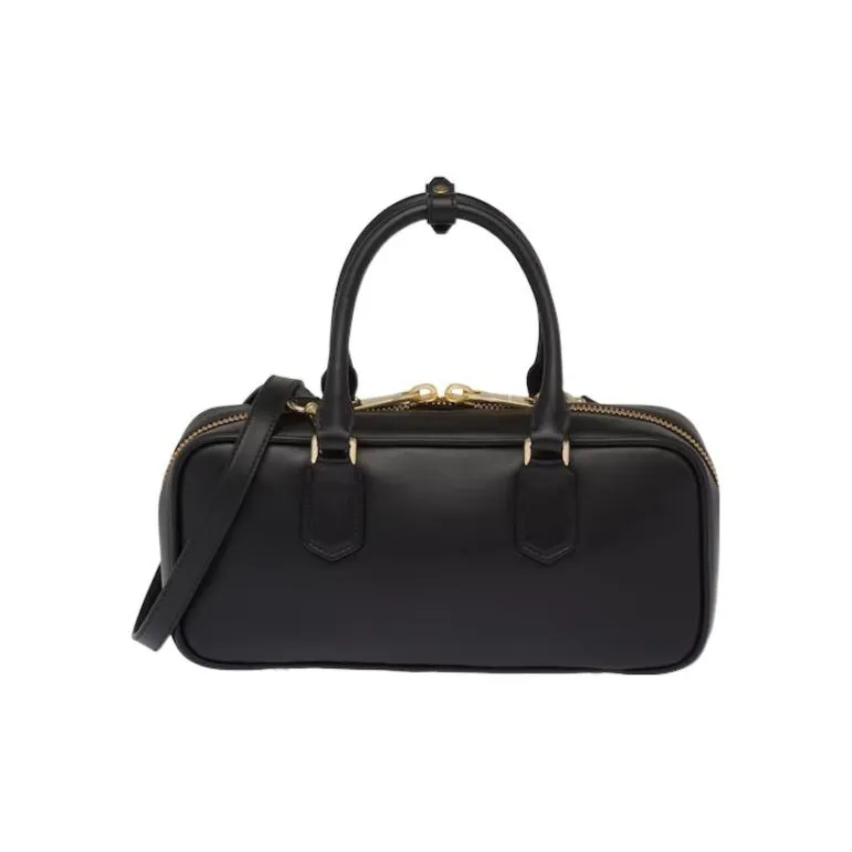 MIU MIU Arcadie Series Leather Bowling Bag Handbag Regular Women's Black-3