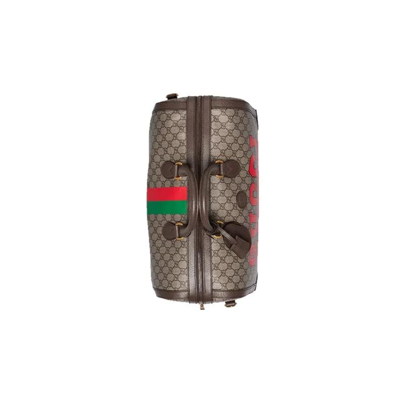 GUCCI Leather Logo Canvas With Leather Shoulder Bag Crossbody Bag Handbag Travel Bag Small Size Unisex Ebony/Brown-3