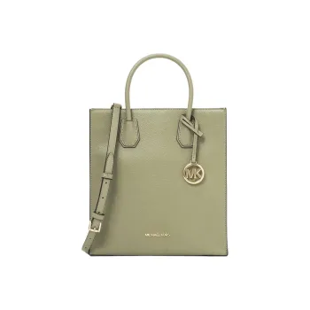 MICHAEL KORS Mercer Cow Leather Tote Bag, Shopping Bag, Handbag, Shoulder Bag Medium Size Women's Olive Green