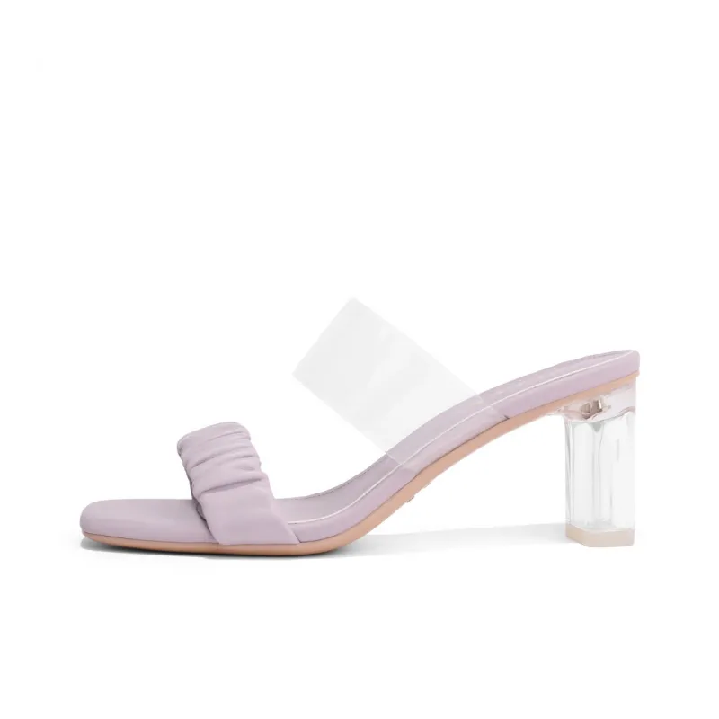 BELLE Stylish Sandal 7cm Women's White Purple Brown-4
