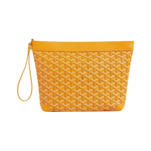 GOYARD Canvas With Calfskin Dog's Teeth Toiletry Bags Storage Bags Clutches Unisex Yellow