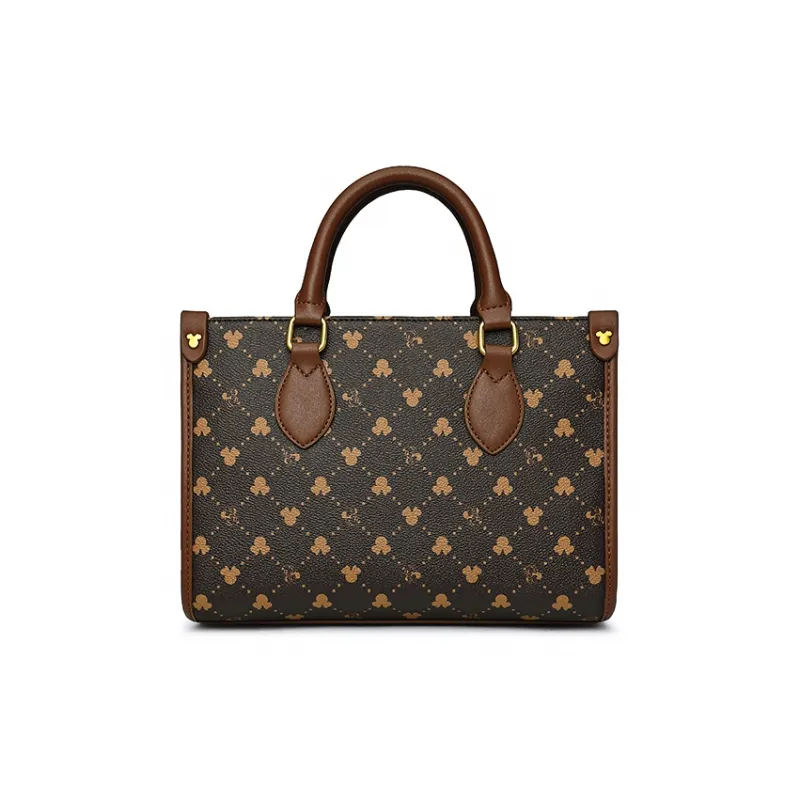 Disney Minnie Series PU Tote Bag, Shopping Bag, Shoulder Bag, Crossbody Bag, Handbag Medium Size Women's Brown-2