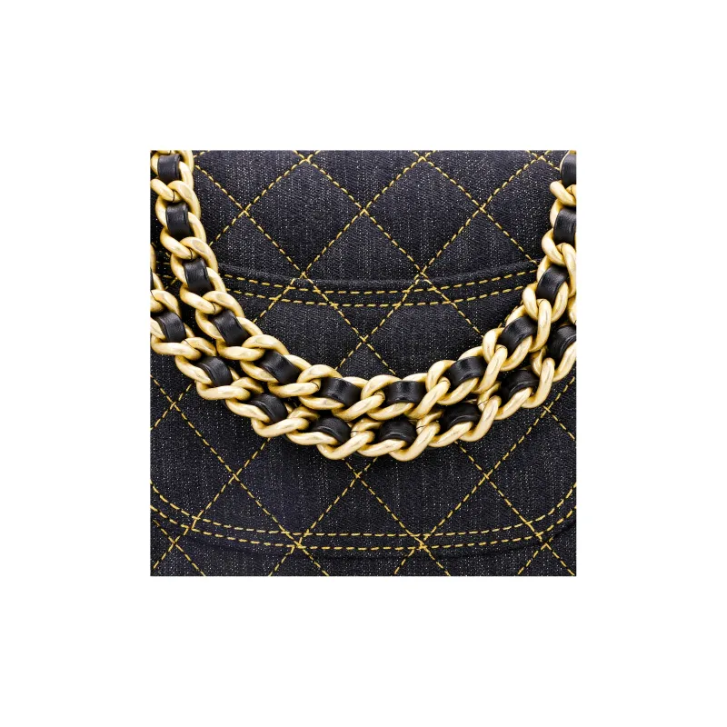 CHANEL Denim Messenger Bag, Handbag, Shoulder Bag Women's Black-6