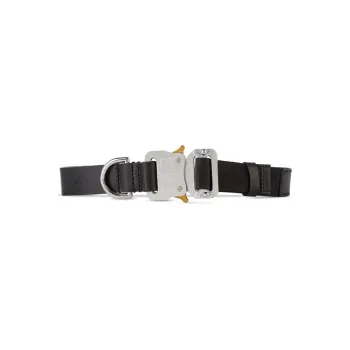 1017 ALYX 9SM Front Pattern Embossed Leather Belts Unisex Black
