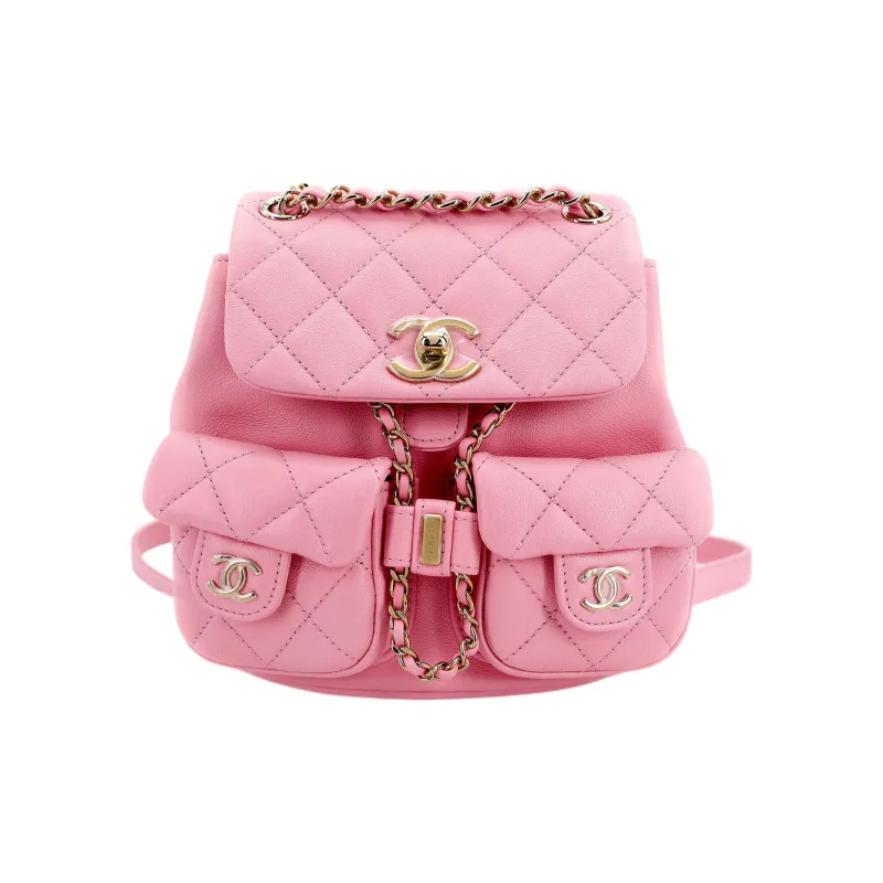 CHANEL Duma Smooth Calf Leather Backpack Trumpets Women's Pink-0