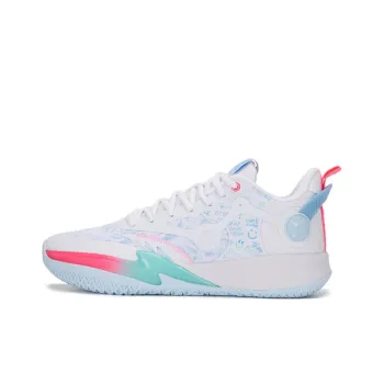 XTEP Lin Storm 2 Generation Cushioning Wear Resistant Rebound Low Top Basketball Shoes Men's White Blue Cyan Pink