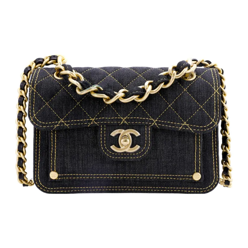 CHANEL Denim Messenger Bag, Handbag, Shoulder Bag Women's Black-1