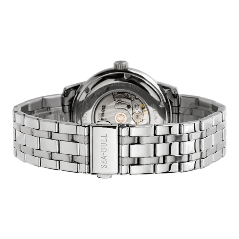 Sea Gull National Collection Automatic Mechanical Movement Steel Strap Watch Men's Watches White Dial-3