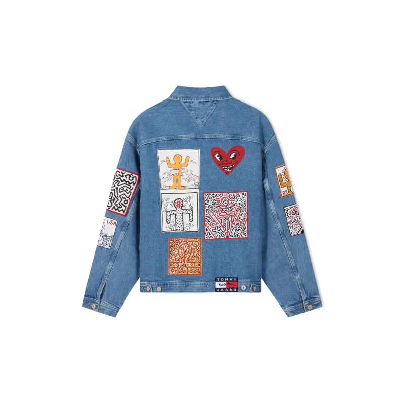 Keith Haring X Tommy Hilfiger TOMMY JEANS X Keith Haring Co branded Series Denim Jackets Unisex Denim Blue 1A4-1
