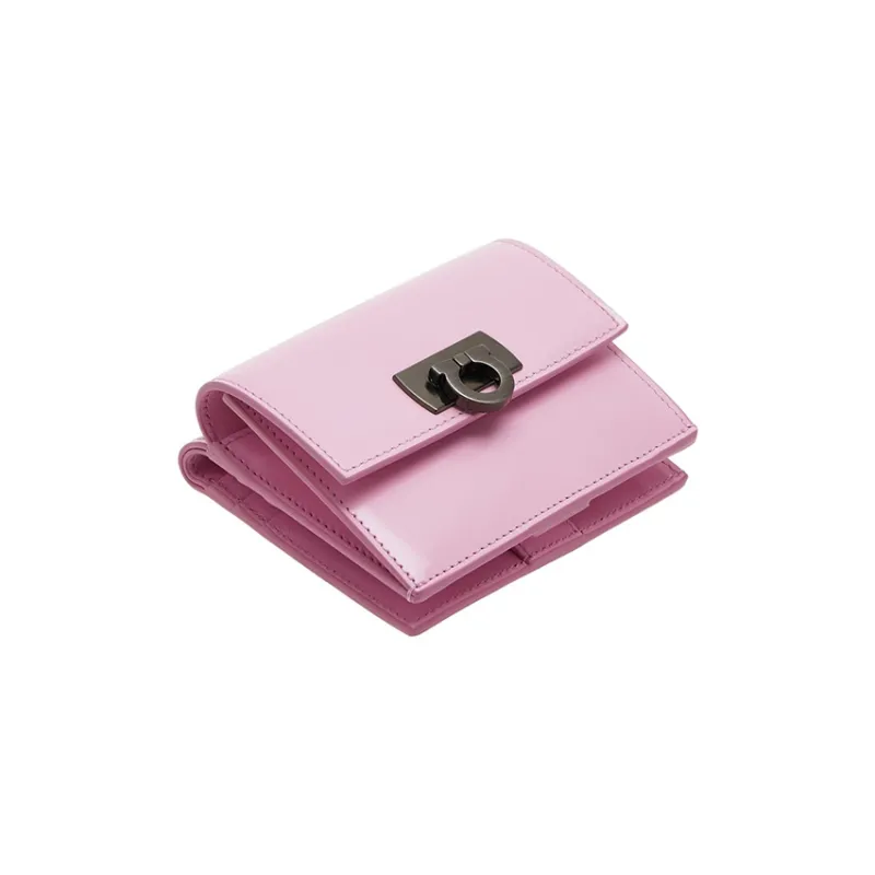 FERRAGAMO GANCINI Calfskin Wallet Women's Pink-1