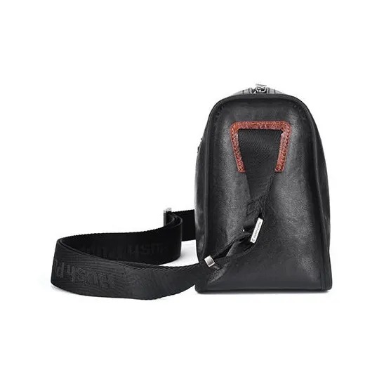 Hush Puppies Top Grain Cow Leather Shoulder Bag, Crossbody Bag Medium Size Men's Black-2