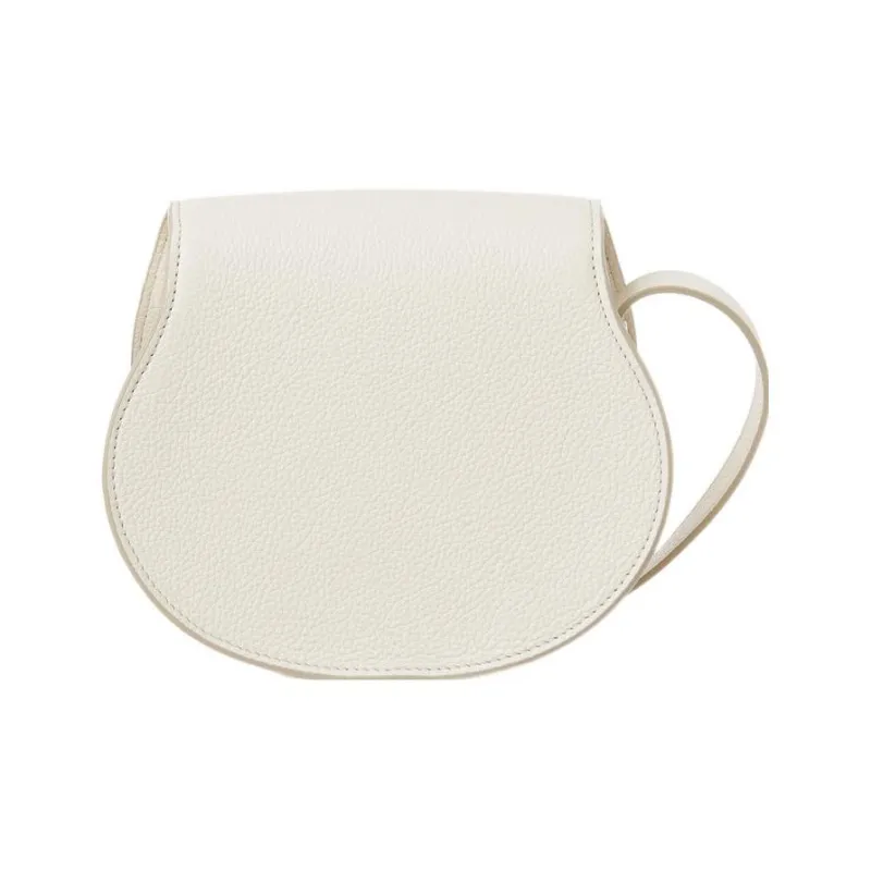 Chloe Marcie Grain Calfskin Saddle Bag, Shoulder Bag, Crossbody Bag Trumpets Women's Ivory-2