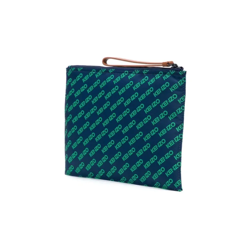 KENZO Polyester Wrist Bags Clutches Large Size Men's Turquoise-1