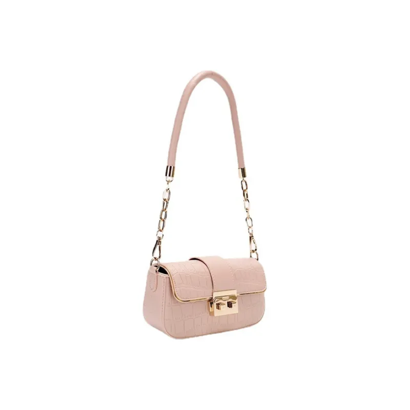 SURELAPTOP PU Chain Bag, Small Square Bag, Shoulder Bag Trumpets Women's Black/Ecru/Pink-14