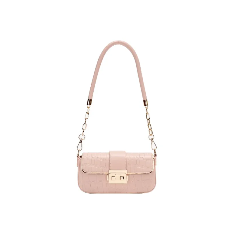 SURELAPTOP PU Chain Bag, Small Square Bag, Shoulder Bag Trumpets Women's Black/Ecru/Pink-13
