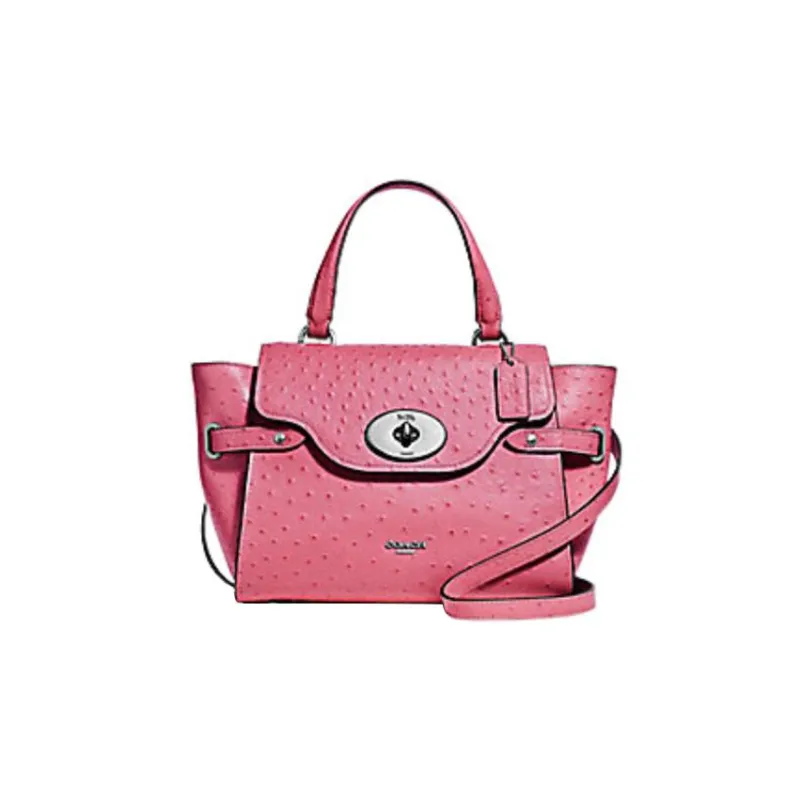 COACH Blake Ostrich Grain Leather Tote Bag Shopping Bag Shoulder Bag Crossbody Bag Handbag Small Size Women's Pink-0