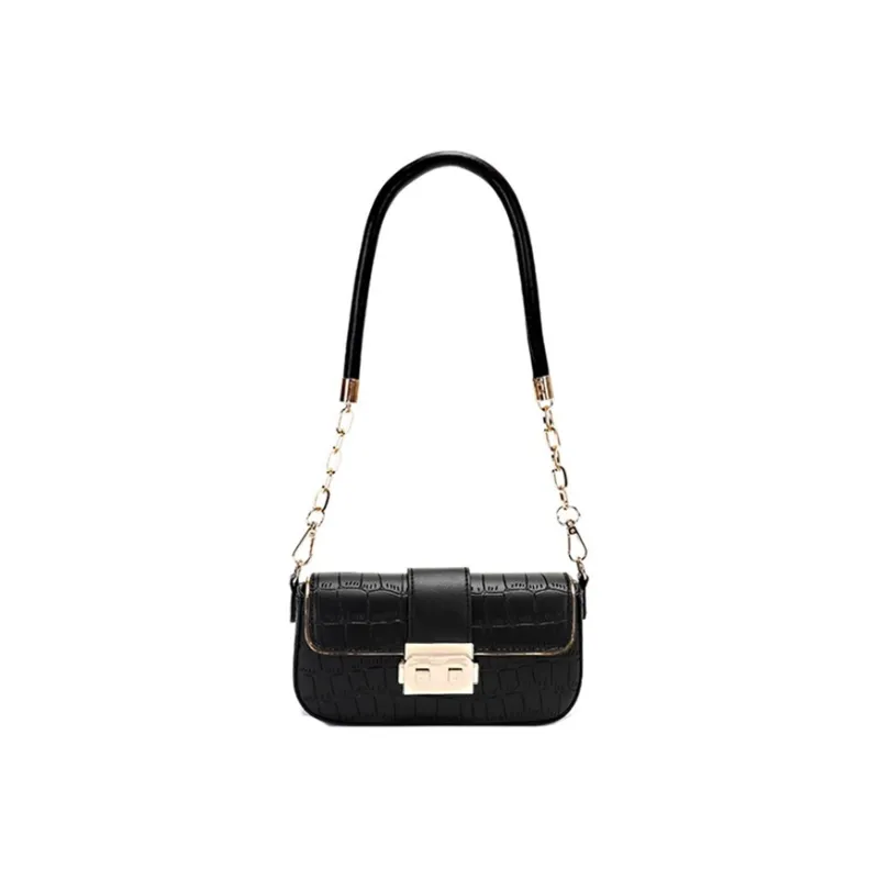SURELAPTOP PU Chain Bag, Small Square Bag, Shoulder Bag Trumpets Women's Black/Ecru/Pink-0