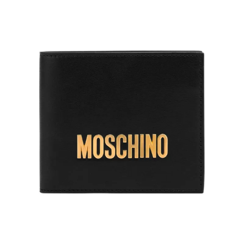 MOSCHINO Calfskin Card Holder Wallet Men's Black-0