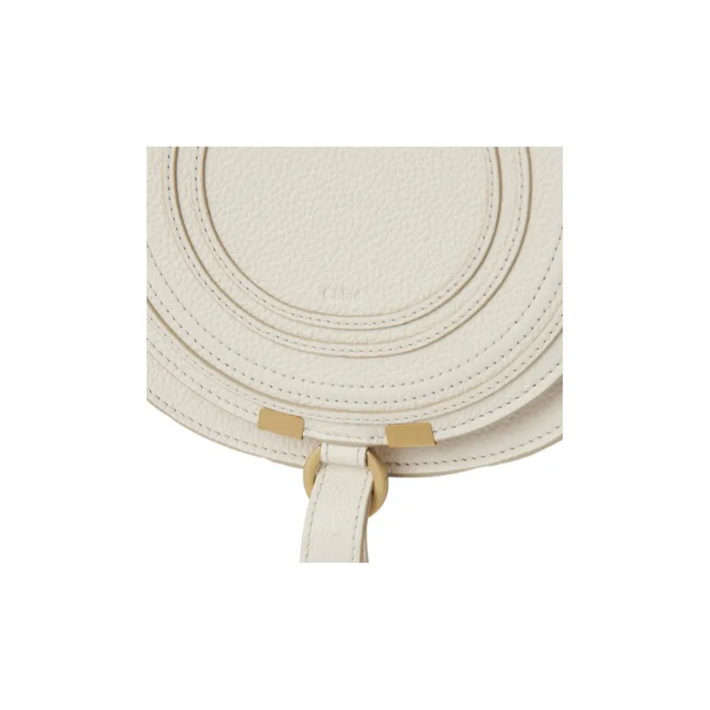 Chloe Marcie Grain Calfskin Saddle Bag, Shoulder Bag, Crossbody Bag Trumpets Women's Ivory-3
