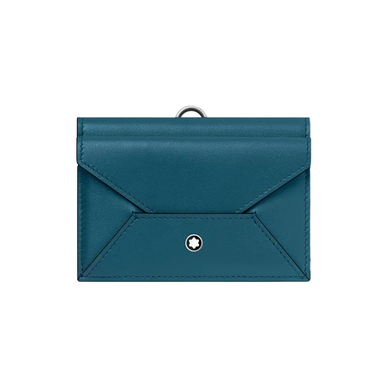 MONTBLANC Cow Leather Card Holder Men's Lake Blue-0