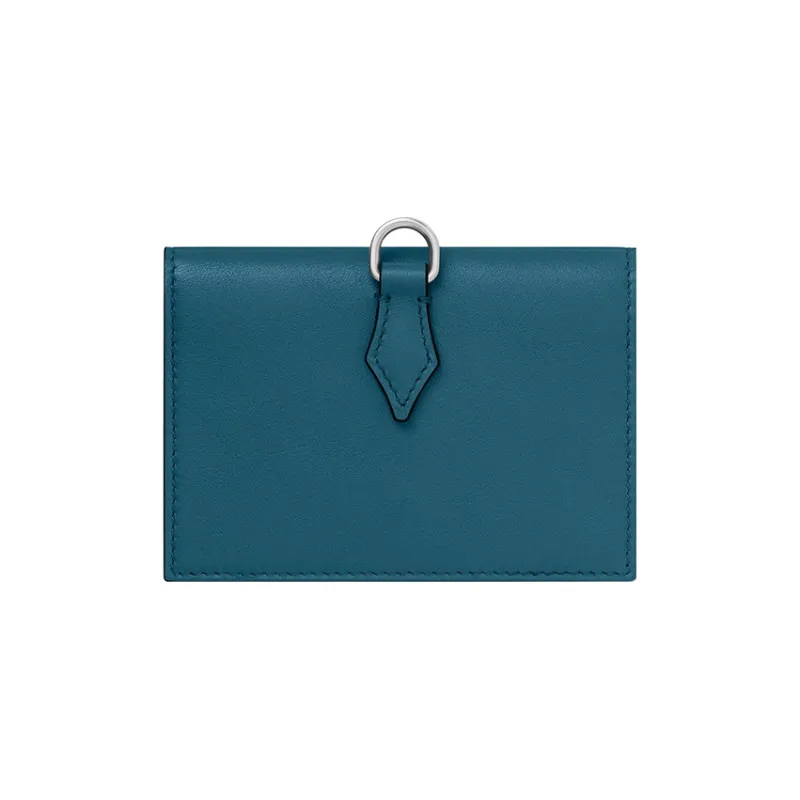 MONTBLANC Cow Leather Card Holder Men's Lake Blue-1