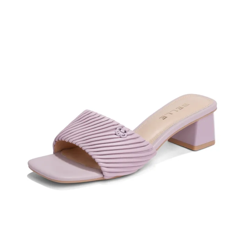 BELLE Slide Slippers Women's Purple/Beige/White-1