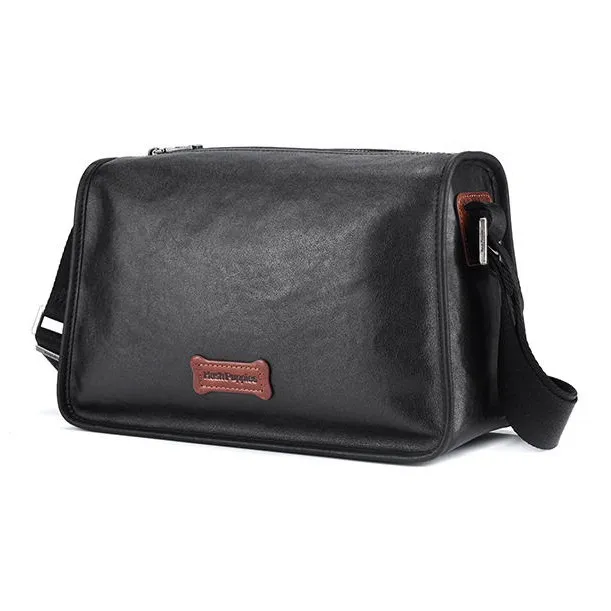 Hush Puppies Top Grain Cow Leather Shoulder Bag, Crossbody Bag Medium Size Men's Black-1