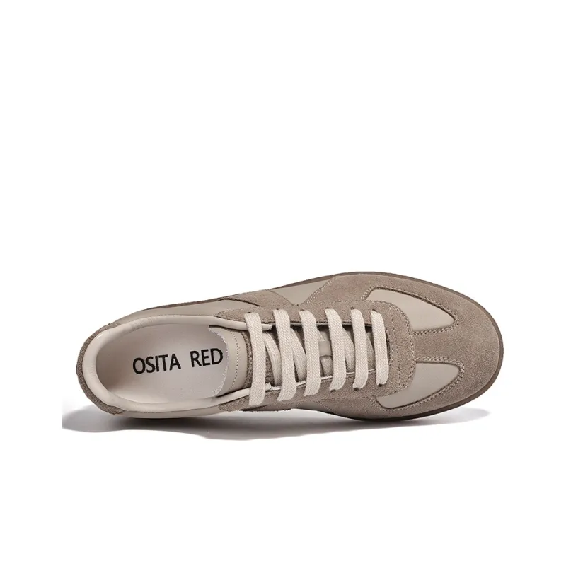 OSITA RED Skateboard Shoes Women's Low Top White/Light Brown-9
