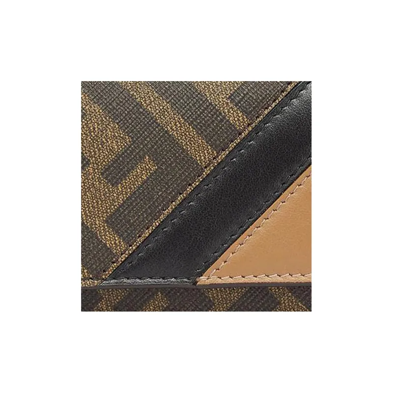 FENDI Cow Leather Keychain Bag Clutch Key Pouch Men's Brown-3
