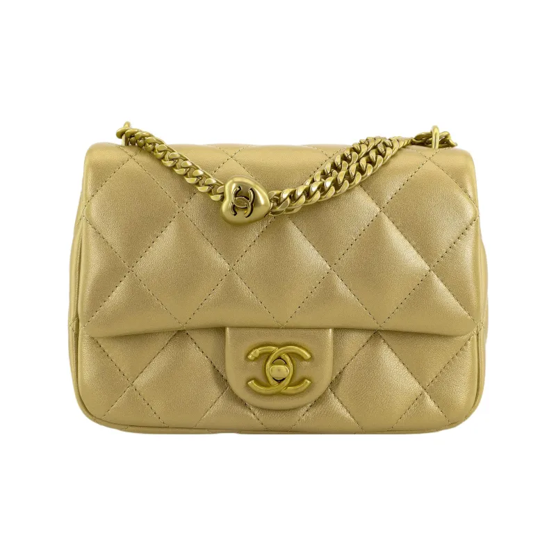 CHANEL Grain Embossed Cow Leather Flap Bag, Shoulder Bag, Crossbody Bag Medium Size Women's Gold-0