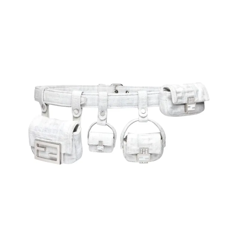 FENDI By Marc Jacobs Baguette Belt White Denim Belt-1