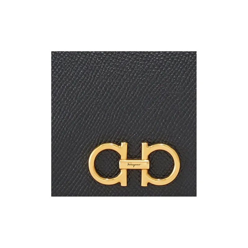 Ferragamo Gancini Compact Card Holder Black-4