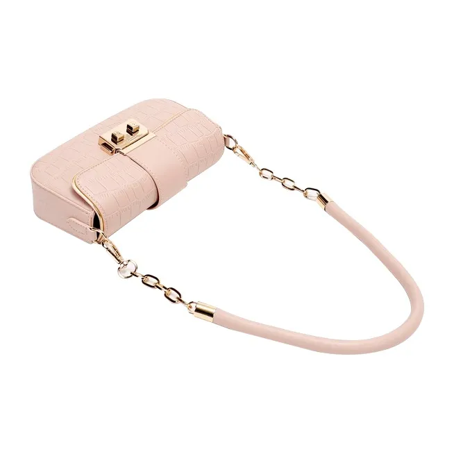 SURELAPTOP PU Chain Bag, Small Square Bag, Shoulder Bag Trumpets Women's Black/Ecru/Pink-15