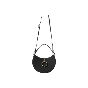 Chloe Grained Calfskin Hobo Bag Portable One Shoulder Crossbody Small Size Women's Black