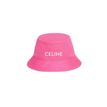 CELINE White Line Brim Bucket Hats Unisex Pink