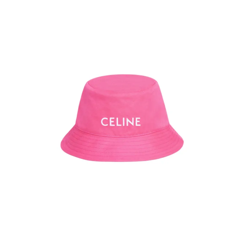 CELINE White Line Brim Bucket Hats Unisex Pink-0