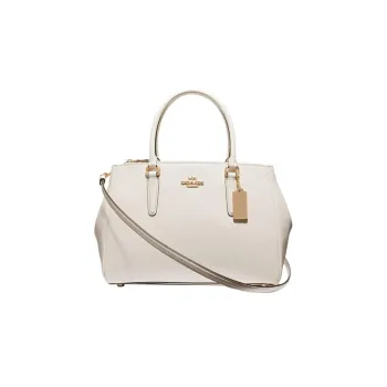 COACH Surrey Cross-Stitch Leather Dome Bag Handbag Shoulder Bag Crossbody Bag Large Size Women's White