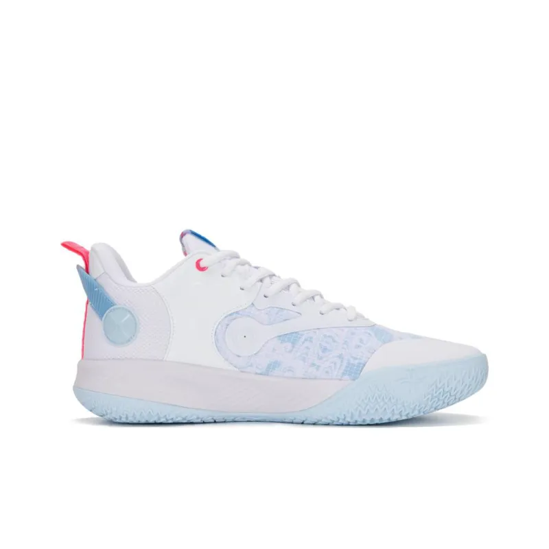 XTEP Lin Storm 2 Generation Cushioning Wear Resistant Rebound Low Top Basketball Shoes Men's White Blue Cyan Pink-1