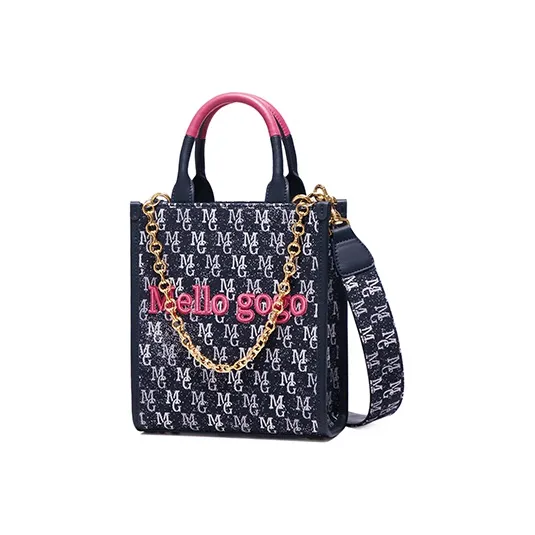 MELLO GOGO Embroidery Black Rose Tote Handbag Women's Midnight Black-6