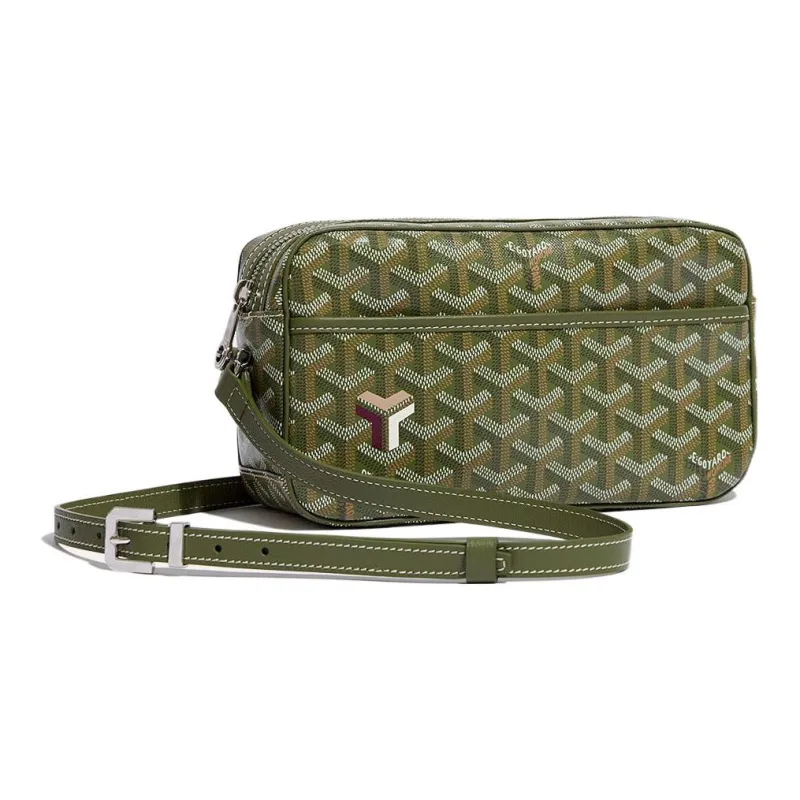 GOYARD Cap Vert Canvas With Leather Messenger Bag Camera Bag Shoulder Bag, Crossbody Bag Trumpets Unisex Green/Khaki-0