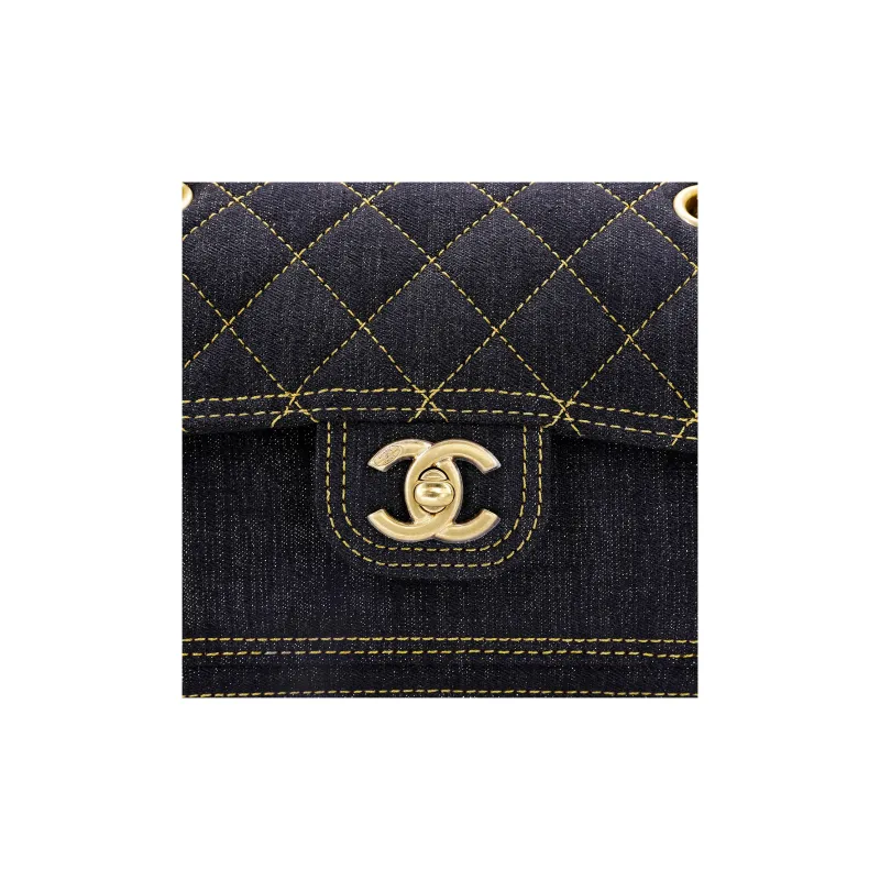 CHANEL Denim Messenger Bag, Handbag, Shoulder Bag Women's Black-5