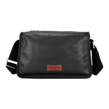 Hush Puppies Top Grain Cow Leather Shoulder Bag, Crossbody Bag Medium Size Men's Black