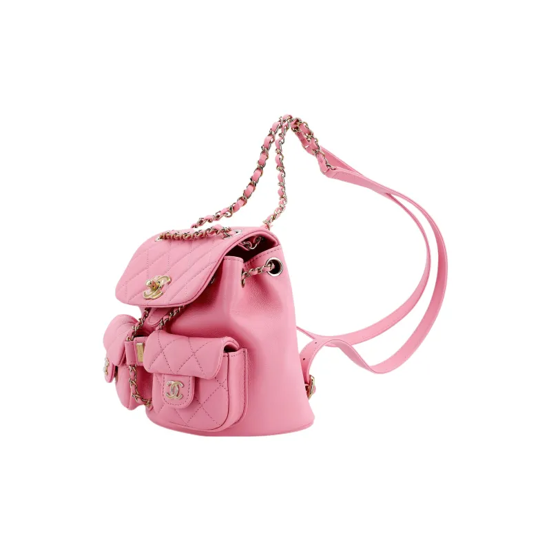 CHANEL Duma Smooth Calf Leather Backpack Trumpets Women's Pink-1