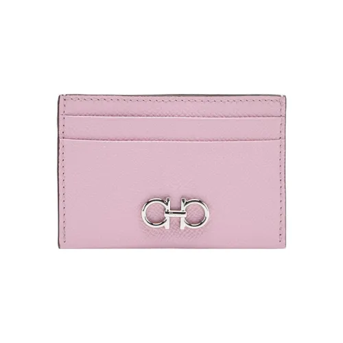 FERRAGAMO Hammered Calfskin Card Holder Women's Pink