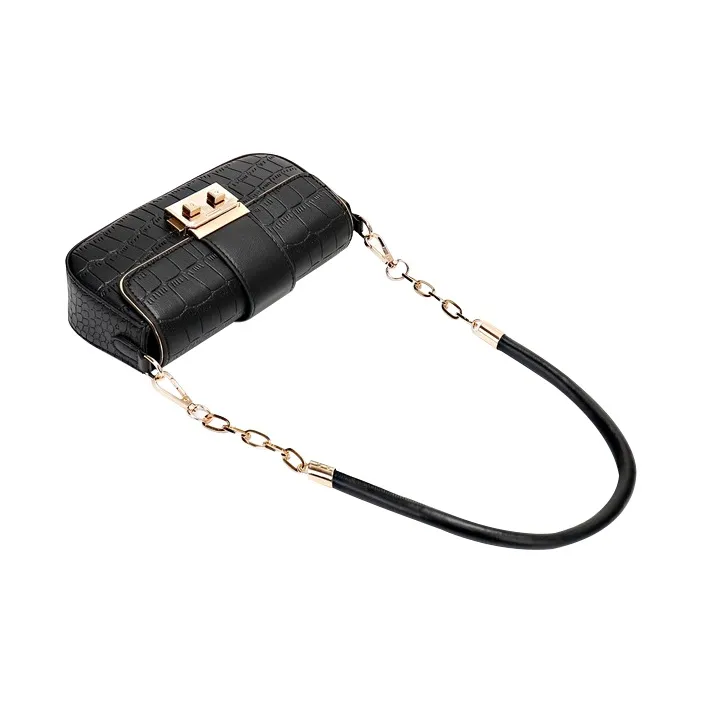 SURELAPTOP PU Chain Bag, Small Square Bag, Shoulder Bag Trumpets Women's Black/Ecru/Pink-2