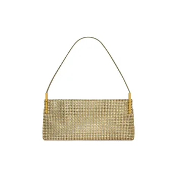 SAINT LAURENT Suzanne Satin Handbag, Shoulder Bag Women's Dark Silver