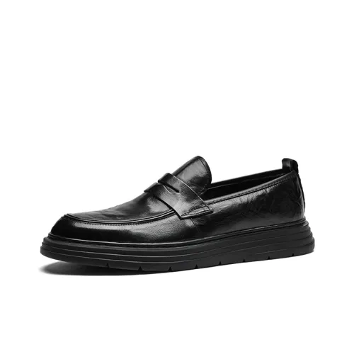 Hautton Jeans Dress Shoes Men Low-Top Black