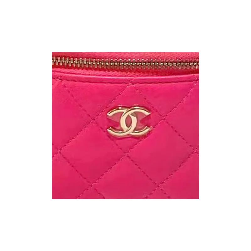 CHANEL Lambskin Box Bag, Crossbody Bag Women's Fuchsia-2