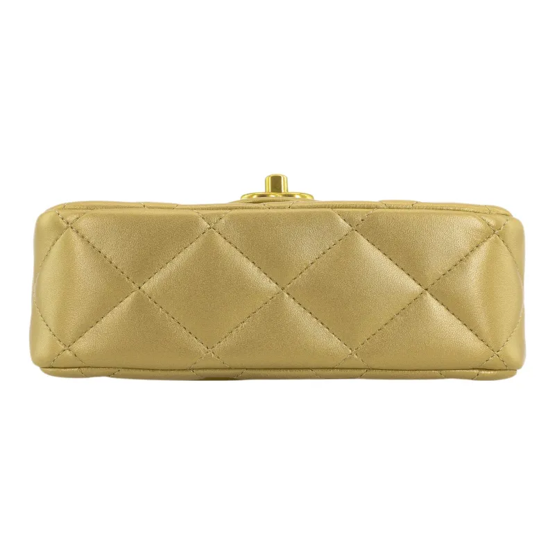 CHANEL Grain Embossed Cow Leather Flap Bag, Shoulder Bag, Crossbody Bag Medium Size Women's Gold-3